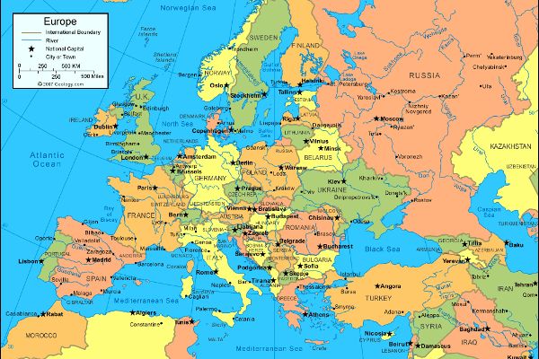Map of Europe of the European Union