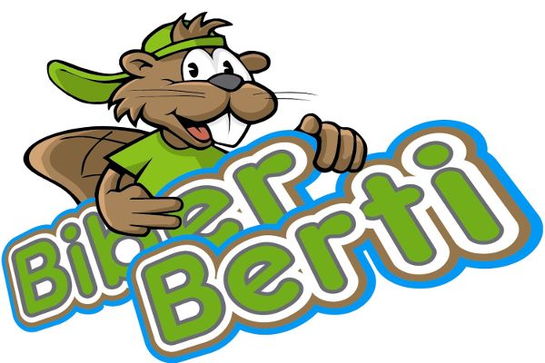 Gezeichnetes Logo mit einem Biber und Schriftzug Biber Berti