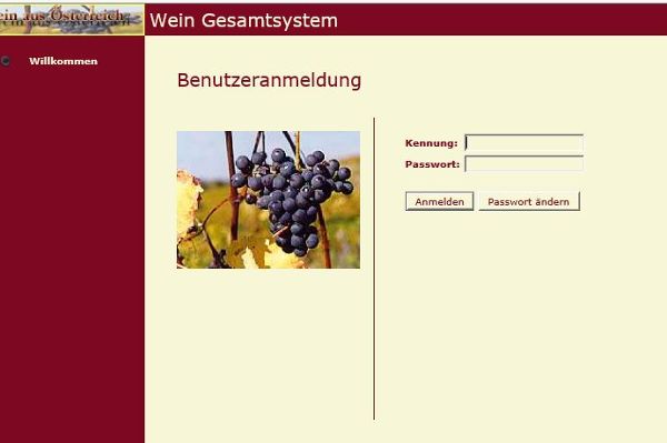 Screenshot der Homepage Wein online