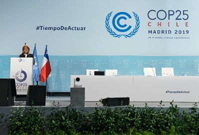 Nachhaltigkeitsministerin Maria Patek nahm im Dezember 2019 an der 25. UN-Klimakonferenz (COP25) in Madrid teil. Bei der Konferenz geht es vor allem darum, Regeln zu schaffen, die den globalen Klimaschutz unterst&uuml;tzen und eine effiziente und effektive Umsetzung des Pariser &Uuml;bereinkommens erlauben.
