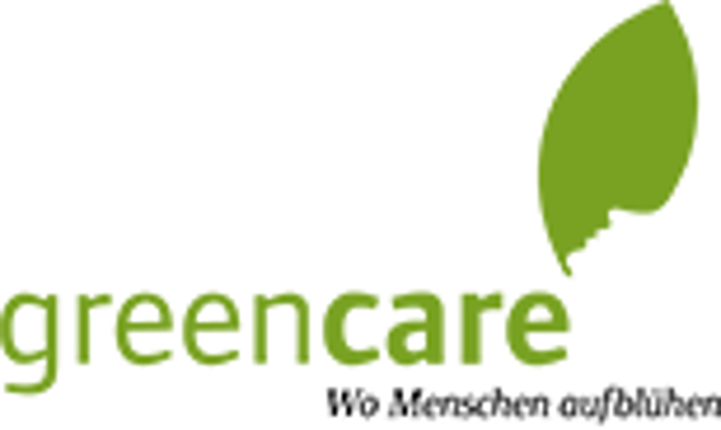 Logo: Stilisiertes grünes Blatt neben den Worten "Green Care - Wo Menschen aufblühen"