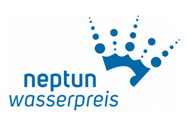 Logo: Neptun Wasserpreis mit Krone aus Wasser