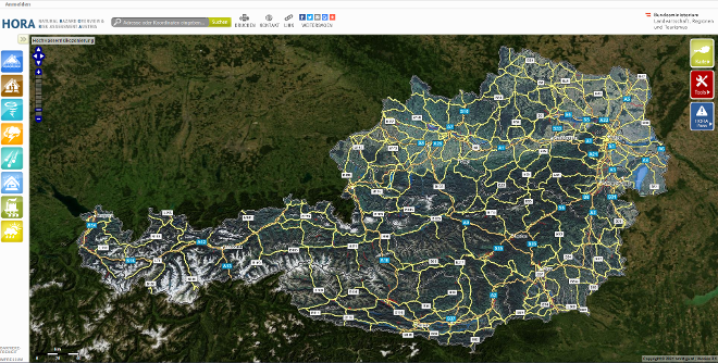 Screenshot Österreich-GIS-Karte Hochwasserrisikomanagement